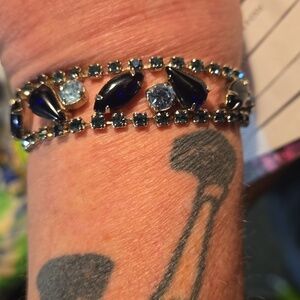 Juliana Style Bracelet.  Beautiful Blue Stones And Rhinestones Bracelet